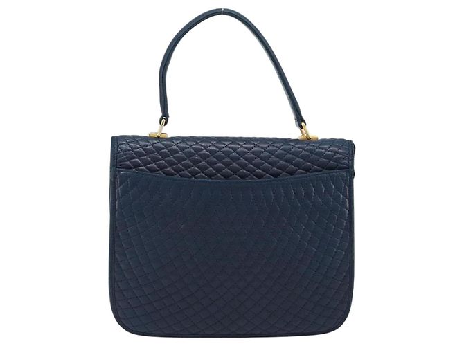 BALLY Borsa a mano in pelle blu navy dorato Auth 166993 D'oro - vista 2