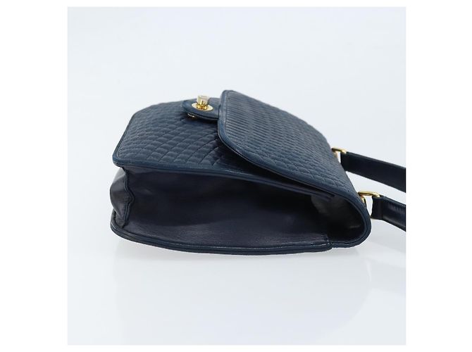 BALLY Borsa a mano in pelle blu navy dorato Auth 166993 D'oro - vista 3