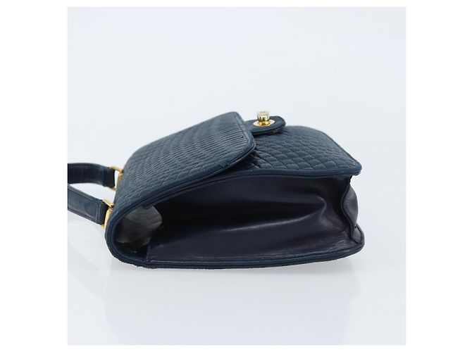 BALLY Borsa a mano in pelle blu navy dorato Auth 166993 D'oro - vista 4