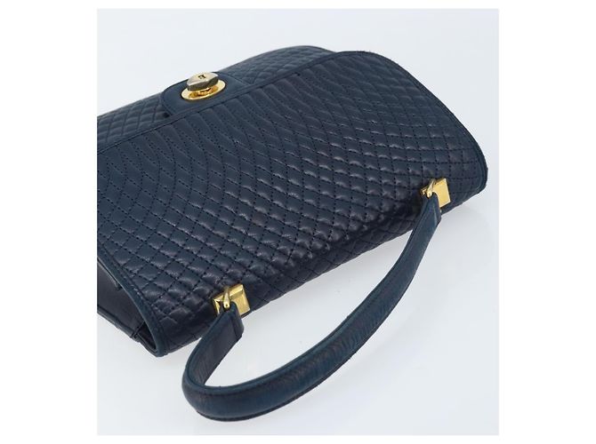 BALLY Borsa a mano in pelle blu navy dorato Auth 166993 D'oro - vista 6