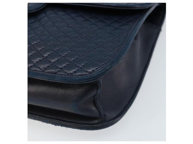 BALLY Borsa a mano in pelle blu navy dorato Auth 166993 D'oro - vista 9