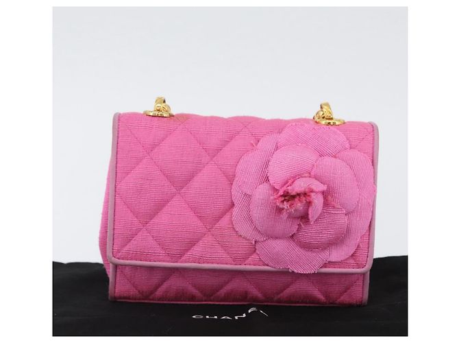 CHANEL Borsa a Spalla Matelassé Catena Camelia Tela Rosa Oro CC Auth 172461V D'oro - vista 12