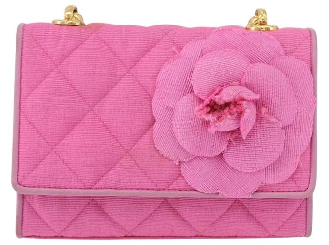 CHANEL Borsa a Spalla Matelassé Catena Camelia Tela Rosa Oro CC Auth 172461V D'oro - vista 13