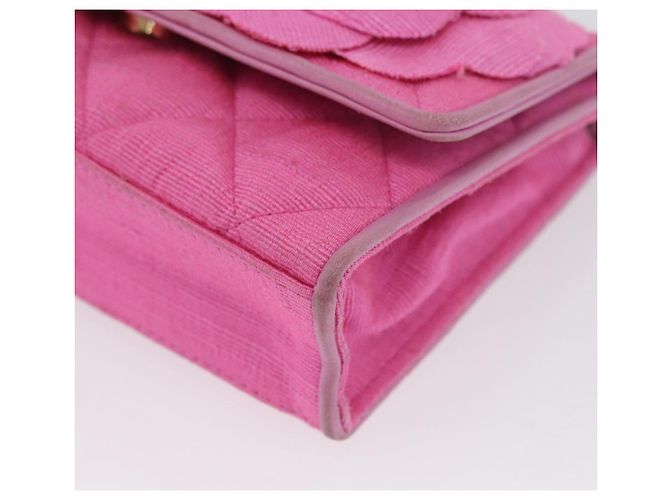 CHANEL Borsa a Spalla Matelassé Catena Camelia Tela Rosa Oro CC Auth 172461V D'oro - vista 16