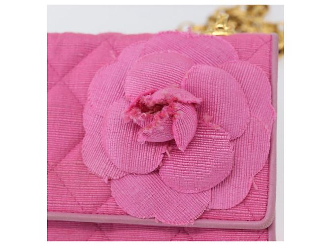 CHANEL Borsa a Spalla Matelassé Catena Camelia Tela Rosa Oro CC Auth 172461V D'oro - vista 19