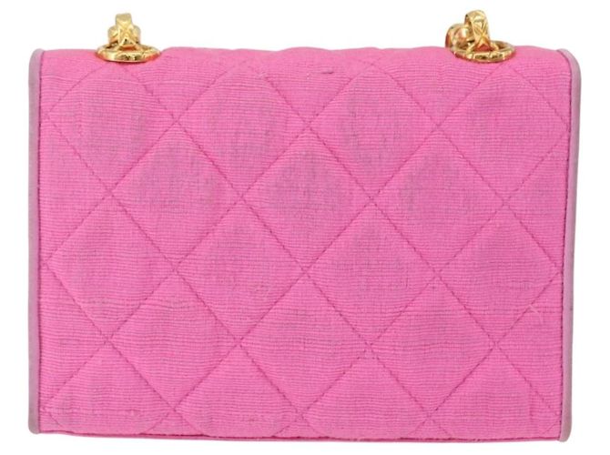 CHANEL Borsa a Spalla Matelassé Catena Camelia Tela Rosa Oro CC Auth 172461V D'oro - vista 2