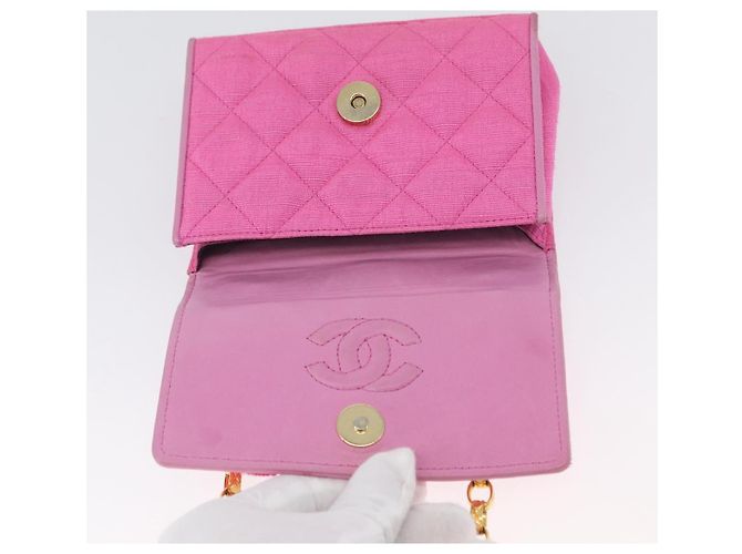 CHANEL Borsa a Spalla Matelassé Catena Camelia Tela Rosa Oro CC Auth 172461V D'oro - vista 20