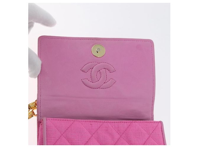 CHANEL Borsa a Spalla Matelassé Catena Camelia Tela Rosa Oro CC Auth 172461V D'oro - vista 21