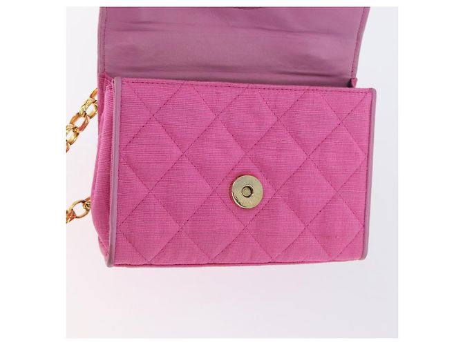 CHANEL Borsa a Spalla Matelassé Catena Camelia Tela Rosa Oro CC Auth 172461V D'oro - vista 22