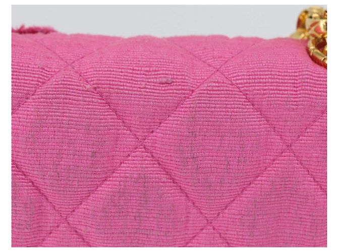CHANEL Borsa a Spalla Matelassé Catena Camelia Tela Rosa Oro CC Auth 172461V D'oro - vista 3