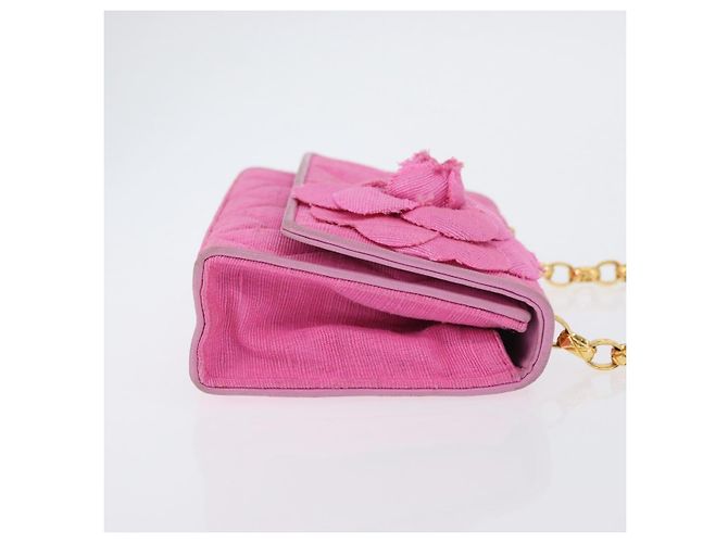 CHANEL Borsa a Spalla Matelassé Catena Camelia Tela Rosa Oro CC Auth 172461V D'oro - vista 4