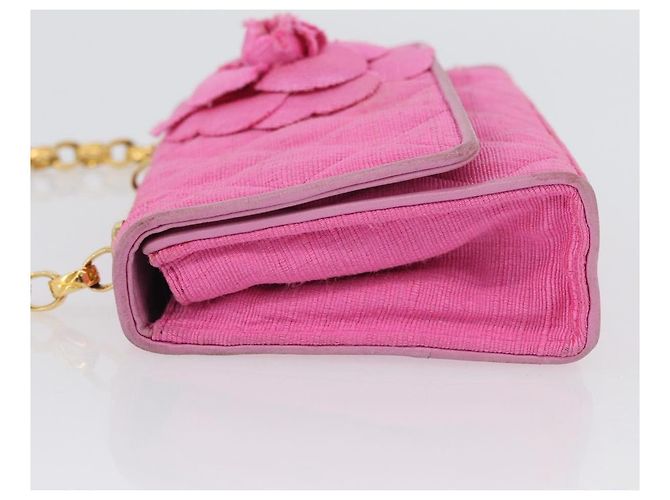 CHANEL Borsa a Spalla Matelassé Catena Camelia Tela Rosa Oro CC Auth 172461V D'oro - vista 5