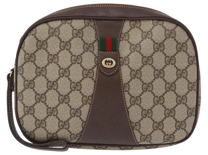 Borsa Sherry Line GG Supreme Web di GUCCI in PVC beige e oro 156 01 034 Auth 172389 D'oro - vista 13
