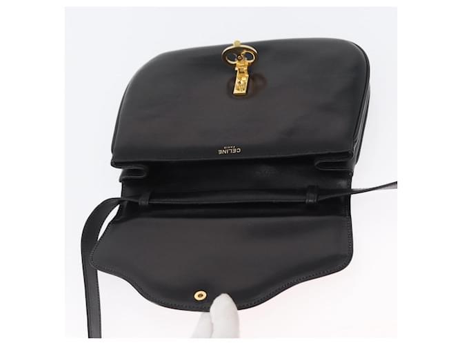 Céline Borsa a Spalla in Pelle Nera e Oro Auth ka2969 Nero D'oro - vista 10