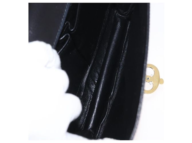 Céline Borsa a Spalla in Pelle Nera e Oro Auth ka2969 Nero D'oro - vista 11