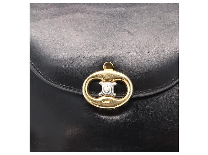 Céline Borsa a Spalla in Pelle Nera e Oro Auth ka2969 Nero D'oro - vista 17