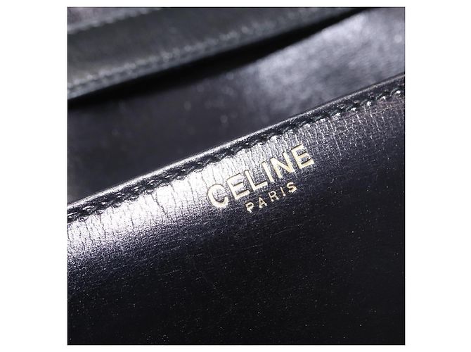 Céline Borsa a Spalla in Pelle Nera e Oro Auth ka2969 Nero D'oro - vista 18
