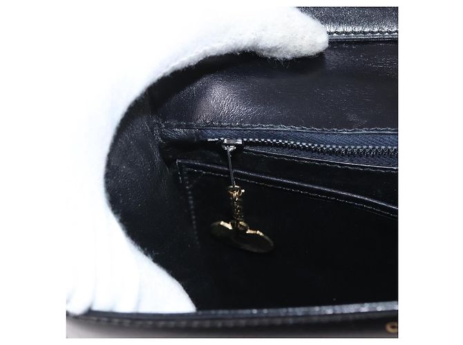 Céline Borsa a Spalla in Pelle Nera e Oro Auth ka2969 Nero D'oro - vista 21