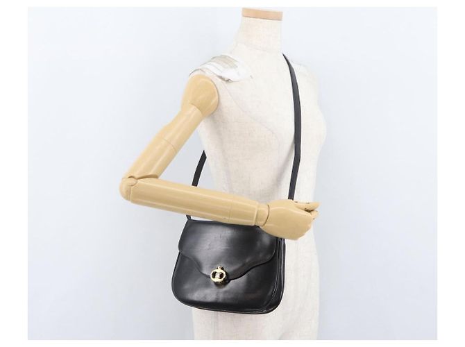 Céline Borsa a Spalla in Pelle Nera e Oro Auth ka2969 Nero D'oro - vista 23