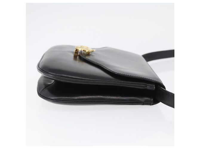 Céline Borsa a Spalla in Pelle Nera e Oro Auth ka2969 Nero D'oro - vista 3