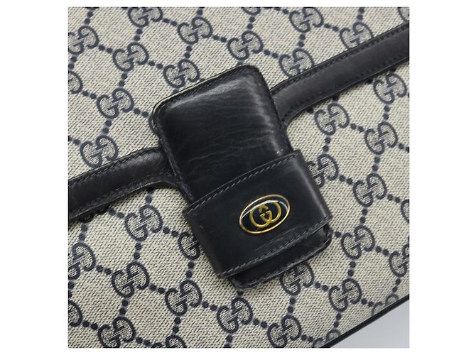 Gucci Bolsa de Ombro GG Supreme PVC Azul Marinho Dourado 001 16 4084 Auth 166222 - vista 17