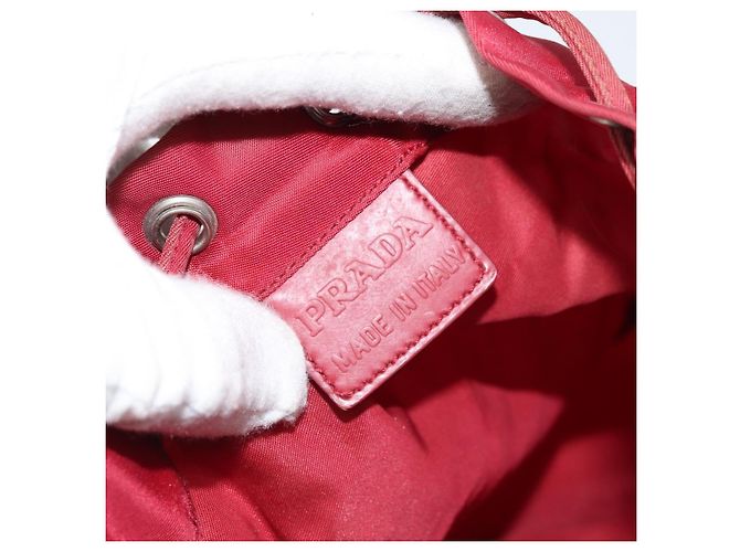 PRADA Bolsa de cordón de nailon roja Auth hk3533 - vista 10