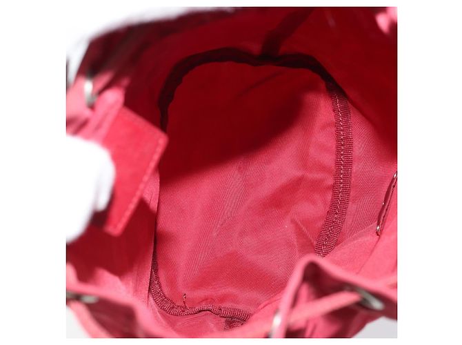 PRADA Bolsa de cordón de nailon roja Auth hk3533 - vista 11