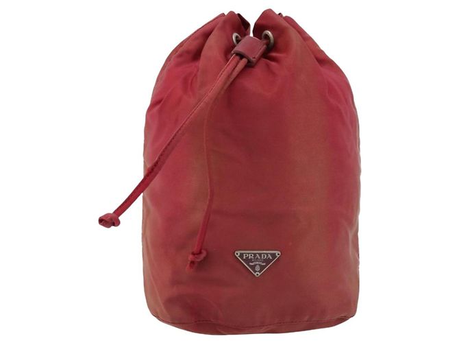PRADA Bolsa de cordón de nailon roja Auth hk3533 - vista 13