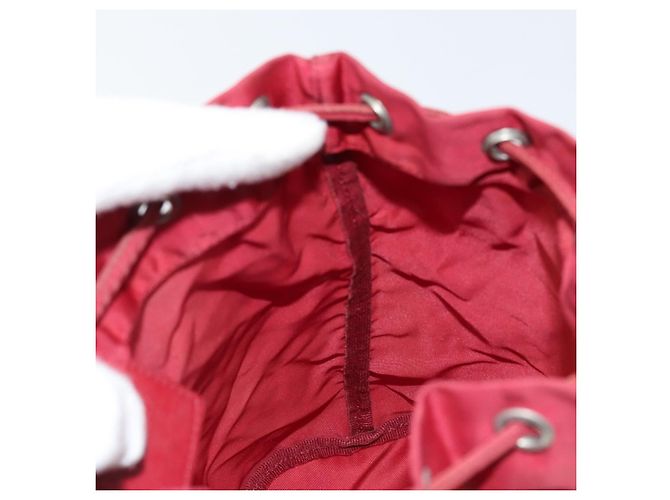 PRADA Bolsa de cordón de nailon roja Auth hk3533 - vista 17
