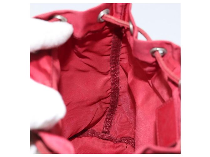 PRADA Bolsa de cordón de nailon roja Auth hk3533 - vista 18