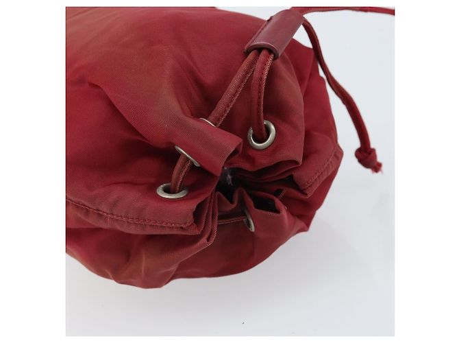 PRADA Bolsa de cordón de nailon roja Auth hk3533 - vista 5