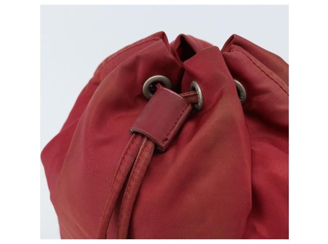 PRADA Bolsa de cordón de nailon roja Auth hk3533 - vista 8