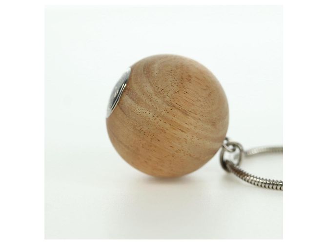 Hermès Collana Woodball in metallo Beige Auth HERMES 168329M - vista 11