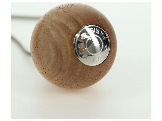 Hermès Collana Woodball in metallo Beige Auth HERMES 168329M - vista 14