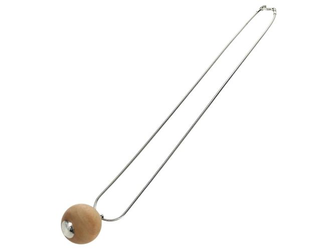 Hermès Collana Woodball in metallo Beige Auth HERMES 168329M - vista 2