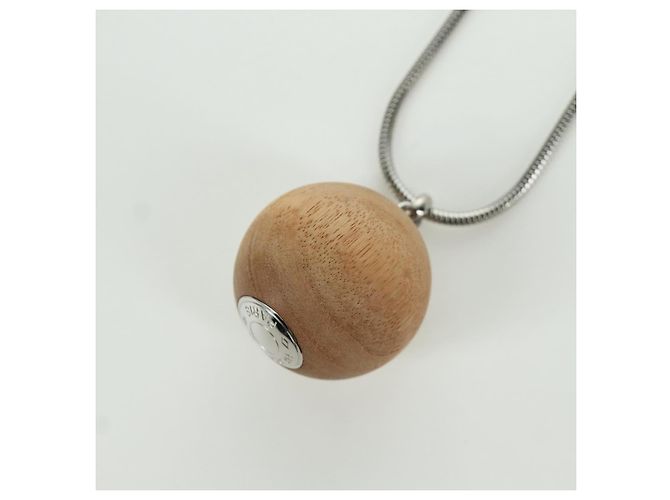 Hermès Collana Woodball in metallo Beige Auth HERMES 168329M - vista 3