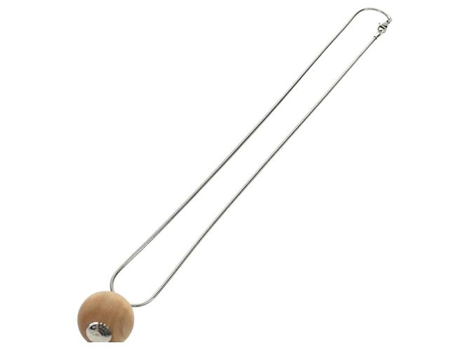 Hermès Collana Woodball in metallo Beige Auth HERMES 168329M - vista 7