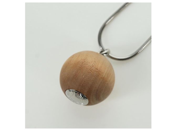 Hermès Collana Woodball in metallo Beige Auth HERMES 168329M - vista 8