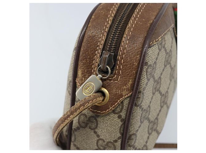 Borsa Sherry Line GG Supreme Web di GUCCI in PVC Beige e Oro 89 02 066 Auth 173850 D'oro - vista 10