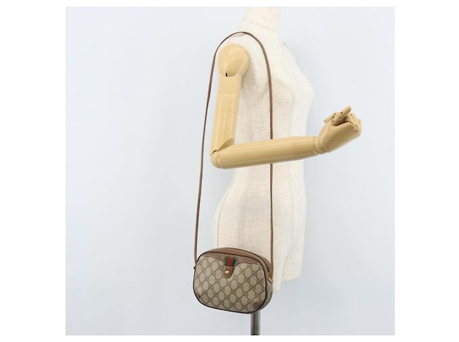 Borsa Sherry Line GG Supreme Web di GUCCI in PVC Beige e Oro 89 02 066 Auth 173850 D'oro - vista 21