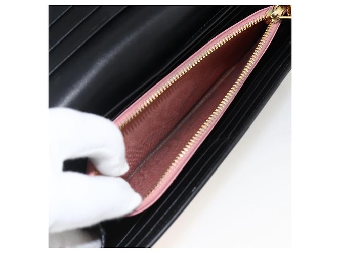 Portafoglio Lungo Miu Miu Pelle Nera Oro Auth bs33771 Nero D'oro - vista 10