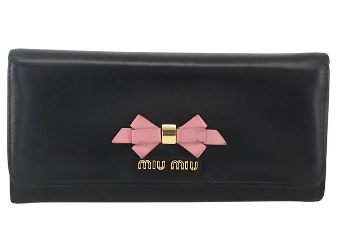 Portafoglio Lungo Miu Miu Pelle Nera Oro Auth bs33771 Nero D'oro - vista 13