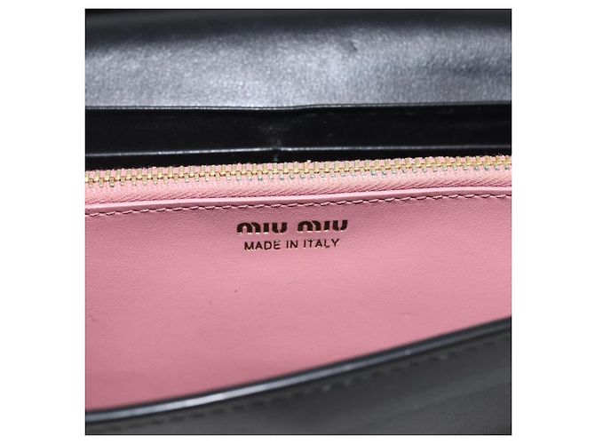 Portafoglio Lungo Miu Miu Pelle Nera Oro Auth bs33771 Nero D'oro - vista 19
