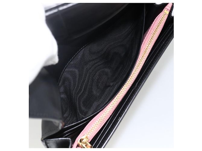 Portafoglio Lungo Miu Miu Pelle Nera Oro Auth bs33771 Nero D'oro - vista 20
