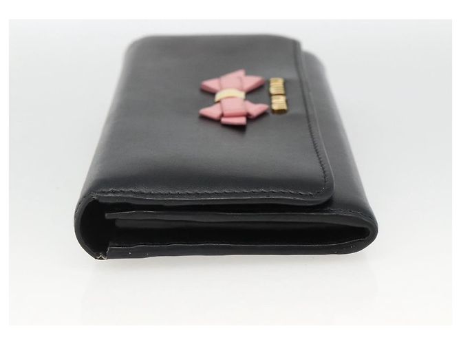 Portafoglio Lungo Miu Miu Pelle Nera Oro Auth bs33771 Nero D'oro - vista 3