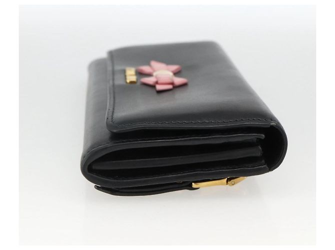 Portafoglio Lungo Miu Miu Pelle Nera Oro Auth bs33771 Nero D'oro - vista 4