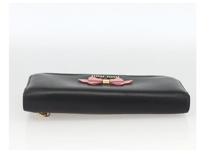 Portafoglio Lungo Miu Miu Pelle Nera Oro Auth bs33771 Nero D'oro - vista 5