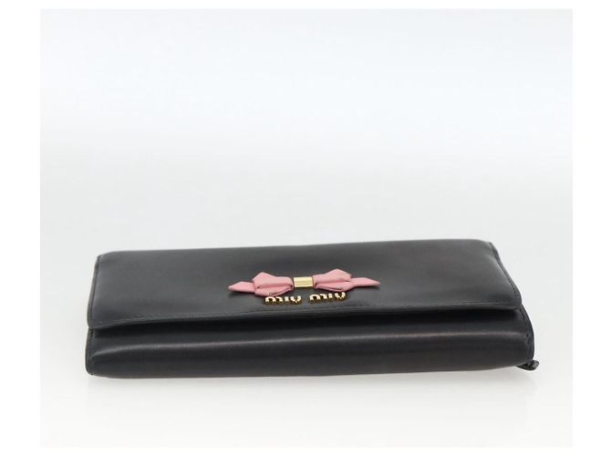 Portafoglio Lungo Miu Miu Pelle Nera Oro Auth bs33771 Nero D'oro - vista 6