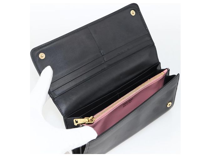 Portafoglio Lungo Miu Miu Pelle Nera Oro Auth bs33771 Nero D'oro - vista 8