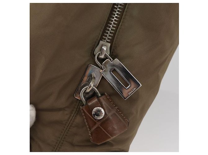 PRADA Borsa a mano in nylon khaki argento autentica 173838 Cachi - vista 10